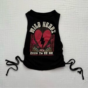 No Boundaries black Wild Heart graphic cropped tank top Girls size XS